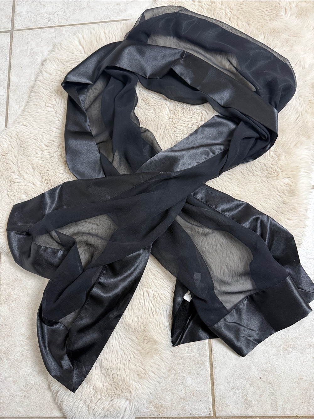 White House Black Market Scarf Shawl Black Silk